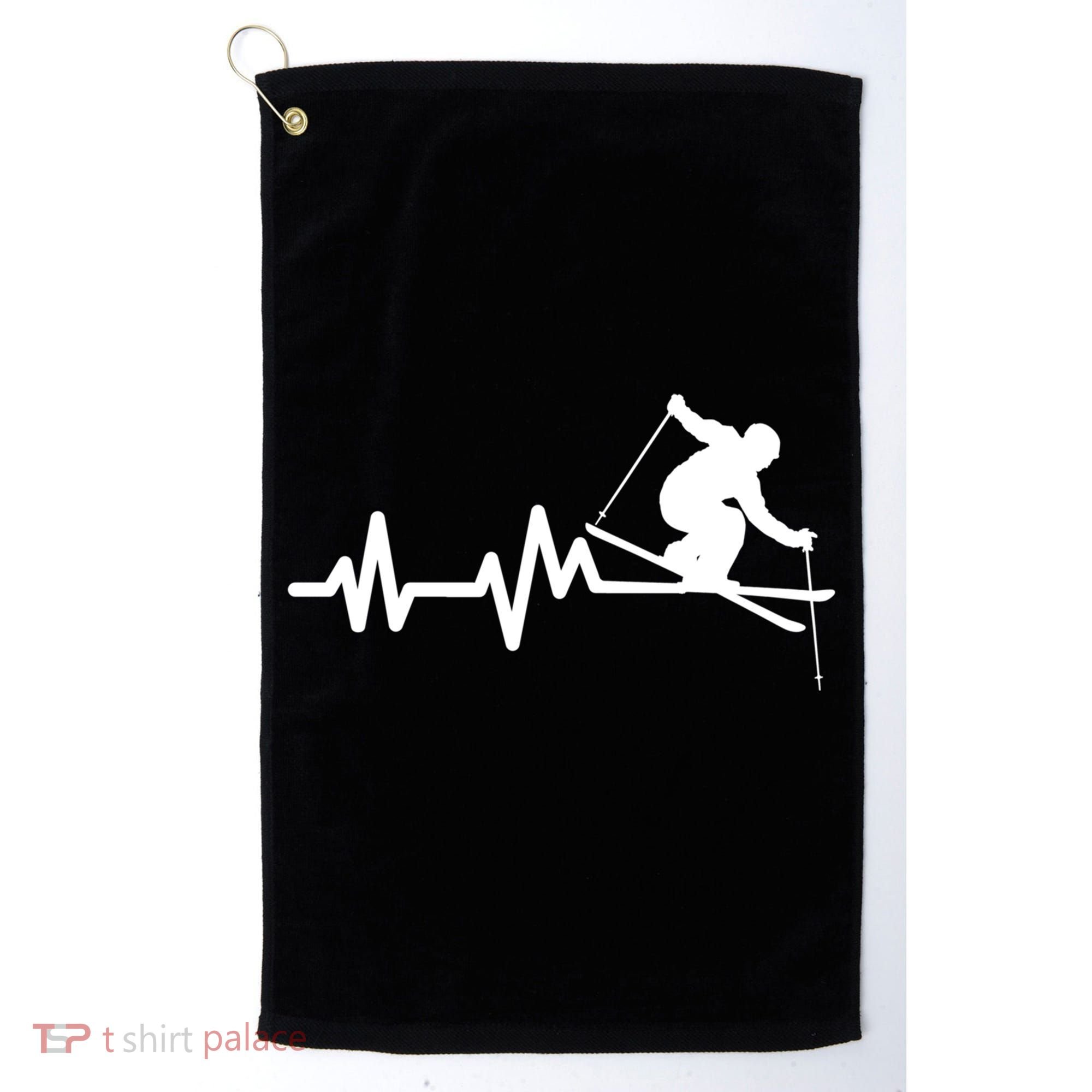 Ski Heartbeat Skiing Skier Great Gift Golf Towel