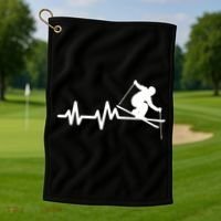 Ski Heartbeat Skiing Skier Great Gift Golf Towel thumb 1