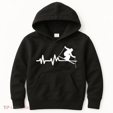 Ski Heartbeat Skiing Skier Great Gift Kids Hoodie