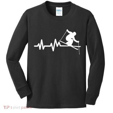 Ski Heartbeat Skiing Skier Great Gift Kids Long Sleeve Shirt