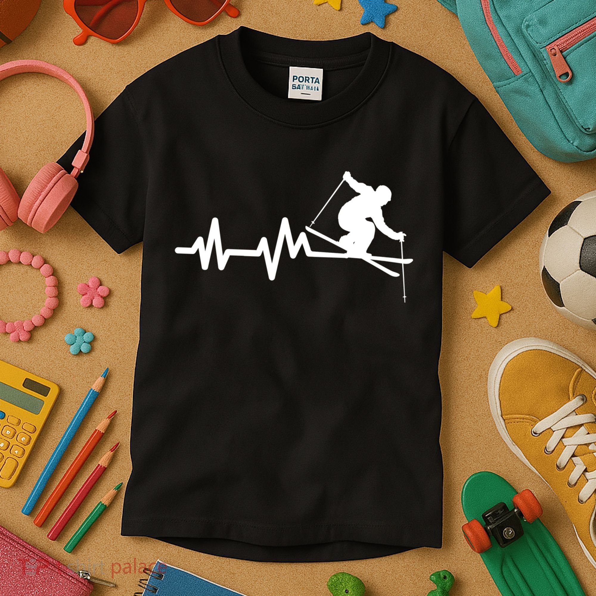 Ski Heartbeat Skiing Skier Great Gift Kids T-Shirt