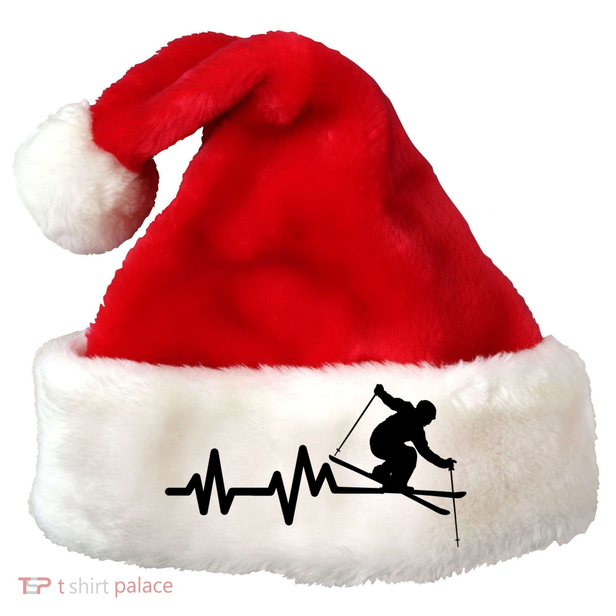 Ski Heartbeat Skiing Skier Great Gift Santa Hat