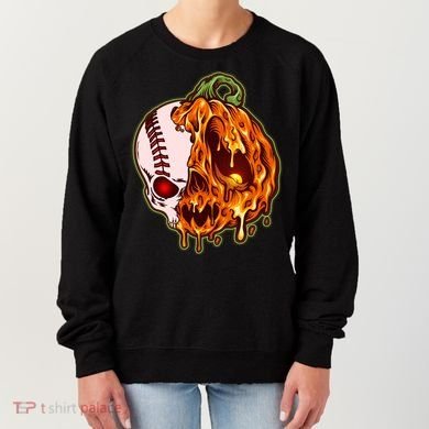 Spooky Halloween Skull Pumpkin Baseball Women's Sweatshirt