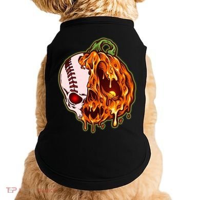 Spooky Halloween Skull Pumpkin Baseball Doggie Tank