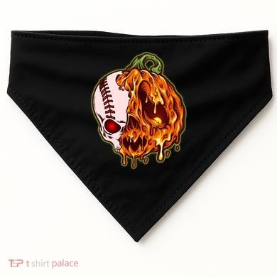 Spooky Halloween Skull Pumpkin Baseball USA-Made Doggie Bandana