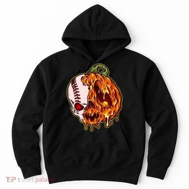 Spooky Halloween Skull Pumpkin Baseball Hoodie