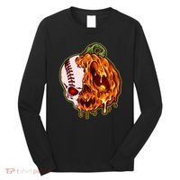 Spooky Halloween Skull Pumpkin Baseball Long Sleeve Shirt thumb 0
