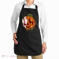 Spooky Halloween Skull Pumpkin Baseball Apron thumb 2