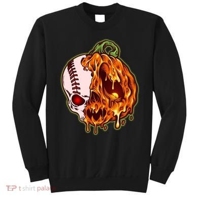 Spooky Halloween Skull Pumpkin Baseball Sweatshirt