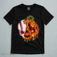 Spooky Halloween Skull Pumpkin Baseball T-Shirt thumb 5
