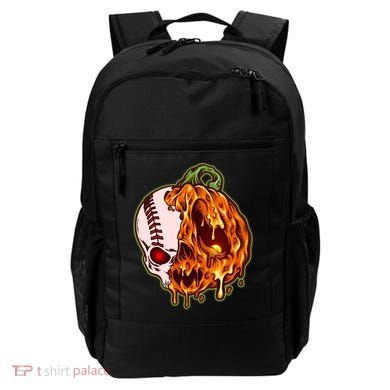 Spooky Halloween Skull Pumpkin Baseball Backpack