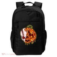 Spooky Halloween Skull Pumpkin Baseball Backpack thumb 0
