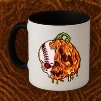 Spooky Halloween Skull Pumpkin Baseball Coffee Mug thumb 2