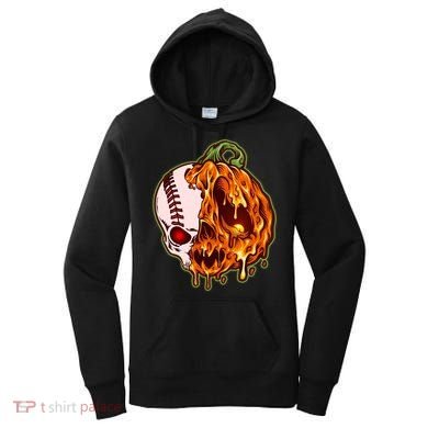 Spooky Halloween Skull Pumpkin Baseball Women's Hoodie
