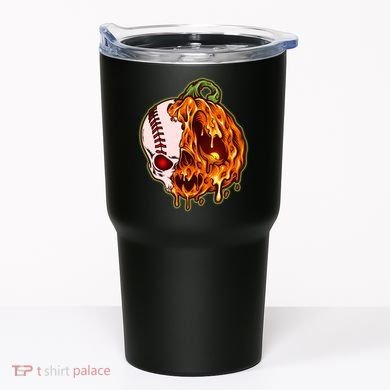 Spooky Halloween Skull Pumpkin Baseball Tumbler