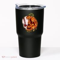 Spooky Halloween Skull Pumpkin Baseball Tumbler thumb 0