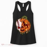 Spooky Halloween Skull Pumpkin Baseball Women's Tank Top thumb 0
