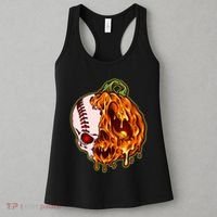 Spooky Halloween Skull Pumpkin Baseball Women's Tank Top thumb 3