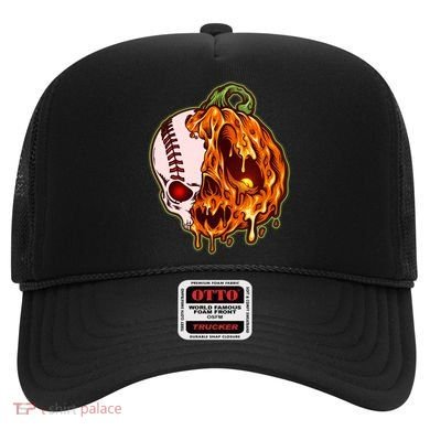 Spooky Halloween Skull Pumpkin Baseball Hat