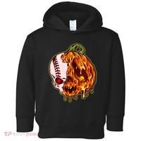 Spooky Halloween Skull Pumpkin Baseball Toddler Hoodie thumb 0