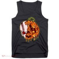 Spooky Halloween Skull Pumpkin Baseball Tank Top thumb 0