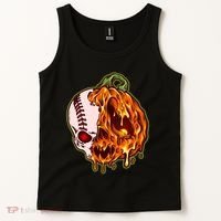 Spooky Halloween Skull Pumpkin Baseball Tank Top thumb 2