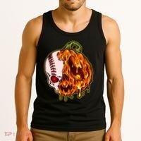 Spooky Halloween Skull Pumpkin Baseball Tank Top thumb 3