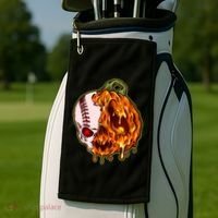 Spooky Halloween Skull Pumpkin Baseball Golf Towel thumb 2