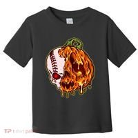 Spooky Halloween Skull Pumpkin Baseball Toddler T-Shirt thumb 0