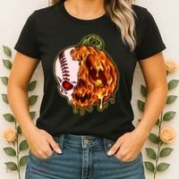Spooky Halloween Skull Pumpkin Baseball Women's T-Shirt thumb 2