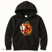 Spooky Halloween Skull Pumpkin Baseball Kids Hoodie thumb 0