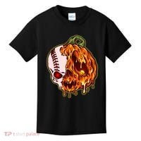 Spooky Halloween Skull Pumpkin Baseball Kids T-Shirt thumb 0