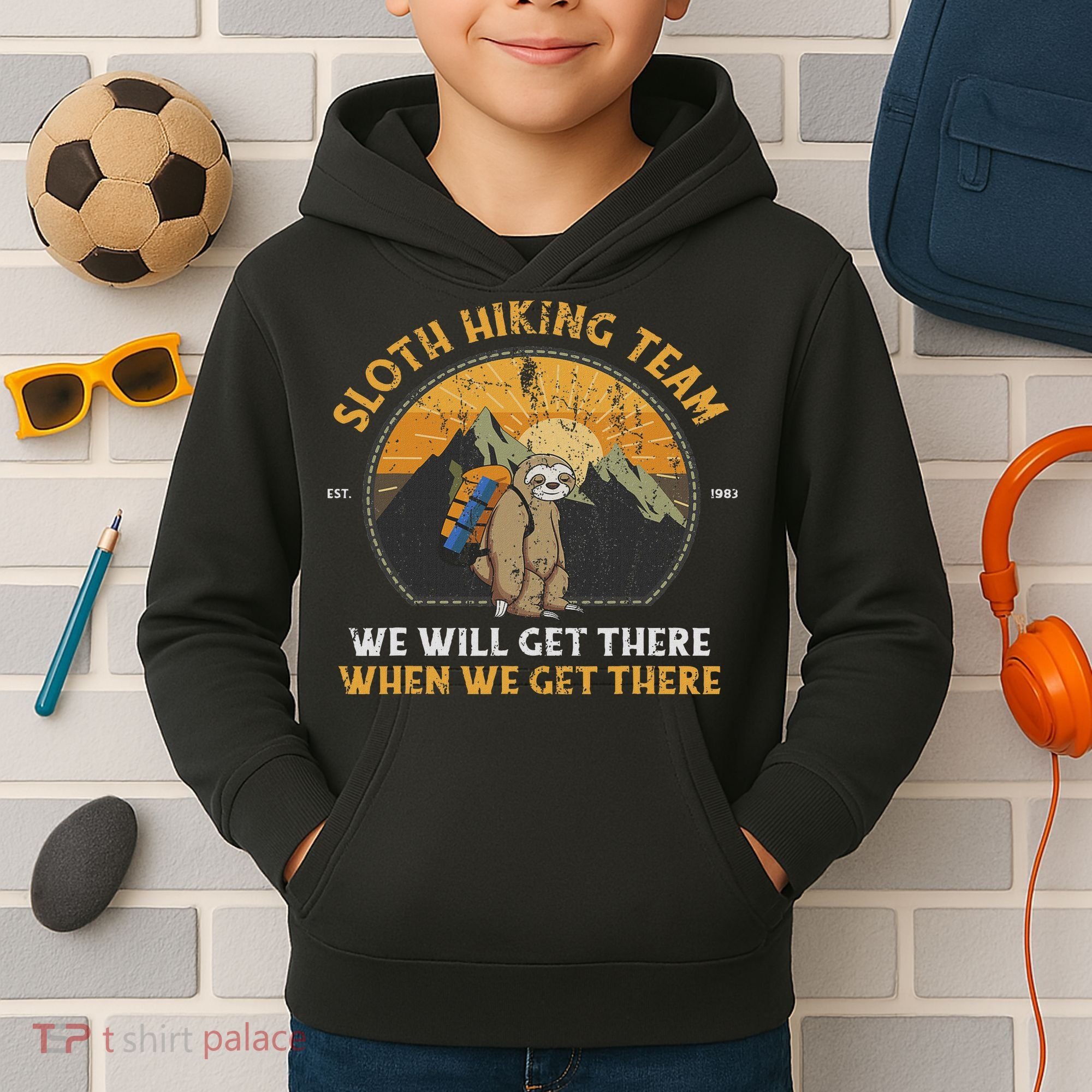 Sloth Hiking Sloth Hiking Team Kids Hoodie