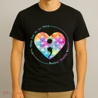Semicolon Heart Suicide Prevention Mental Health Awareness T-Shirt thumb 3