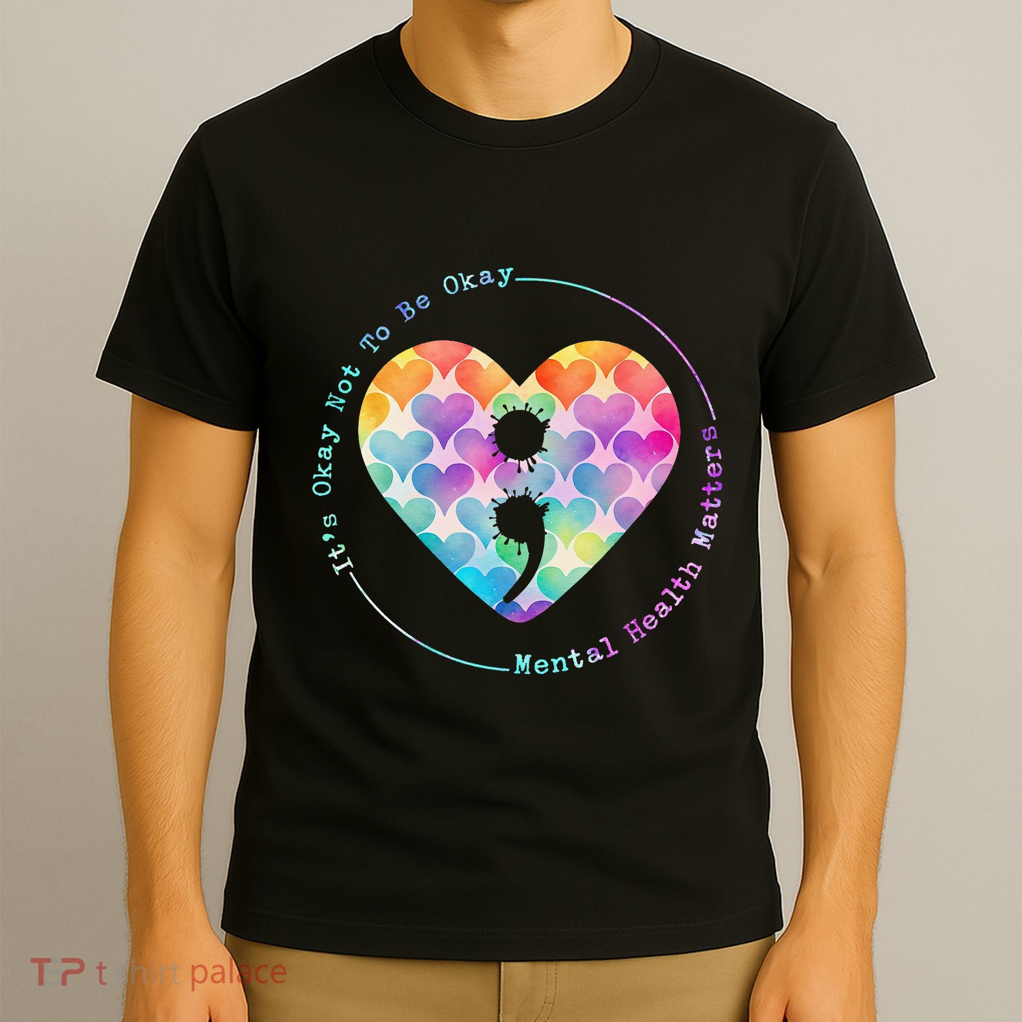 Semicolon Heart Suicide Prevention Mental Health Awareness T-Shirt
