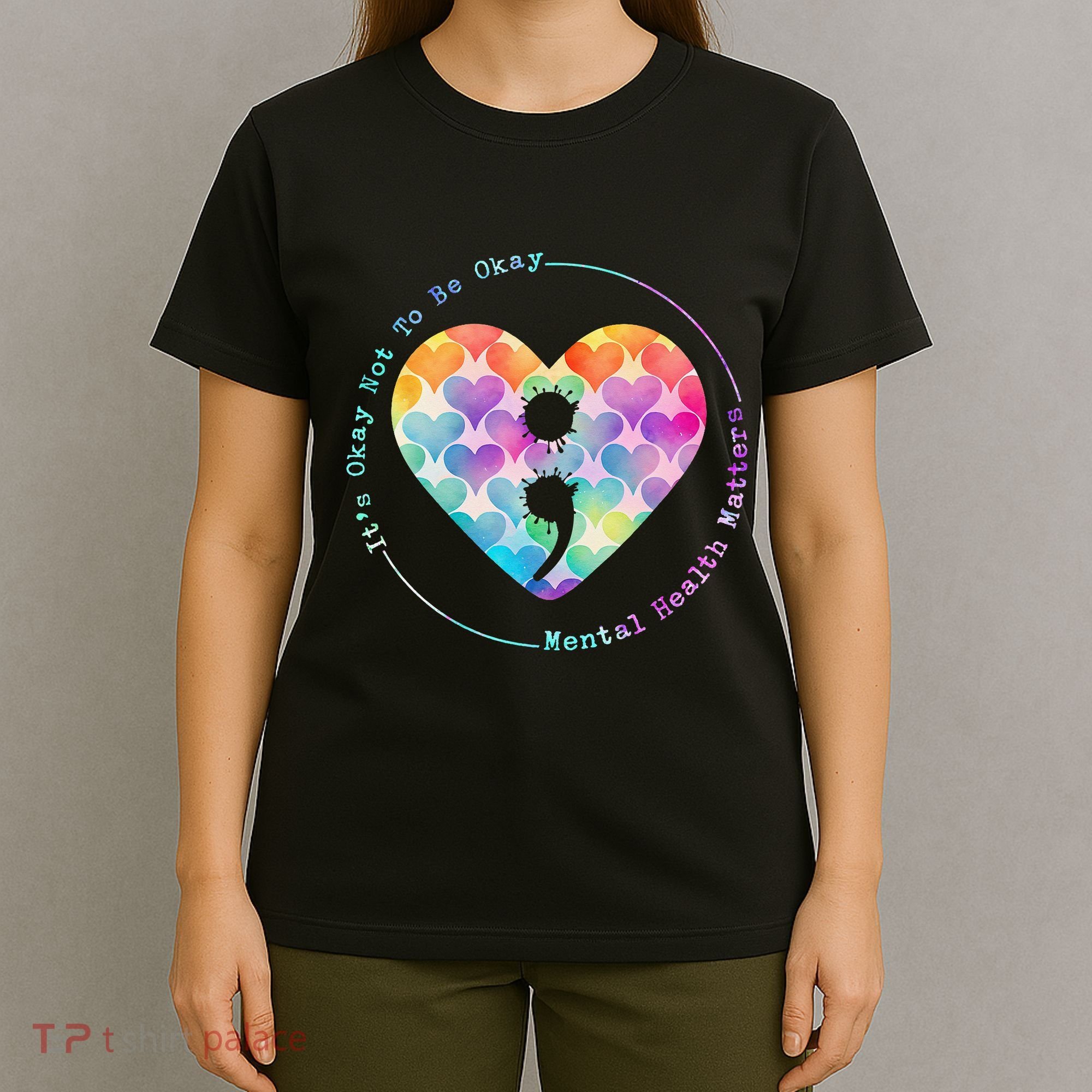 Semicolon Heart Suicide Prevention Mental Health Awareness T-Shirt