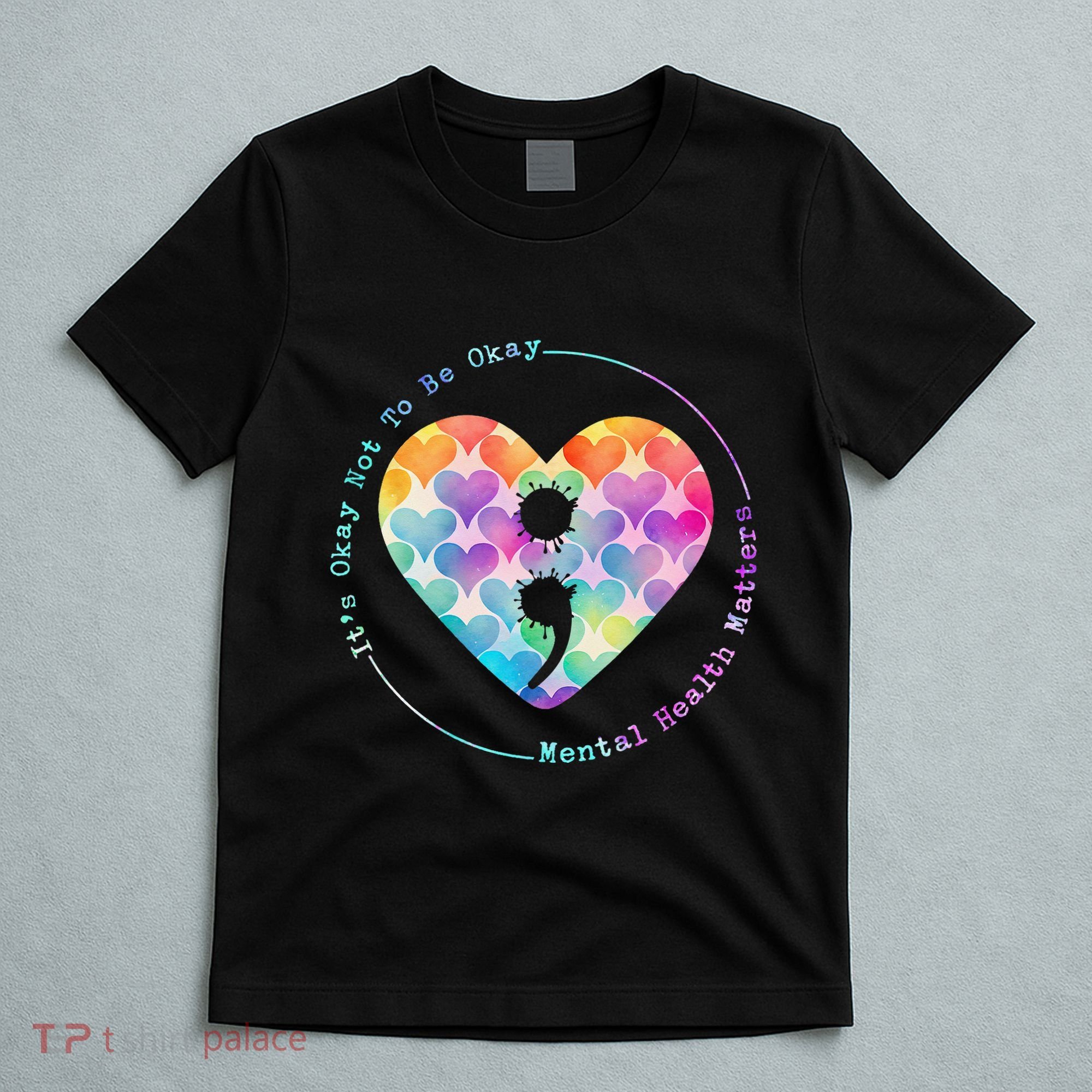 Semicolon Heart Suicide Prevention Mental Health Awareness T-Shirt