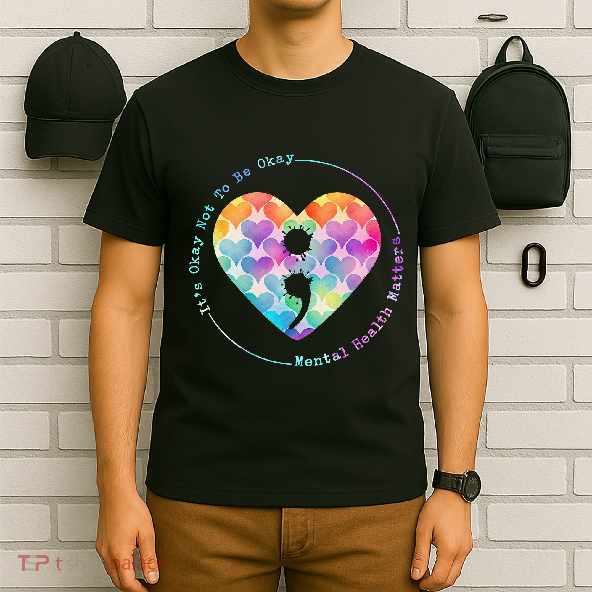Semicolon Heart Suicide Prevention Mental Health Awareness T-Shirt