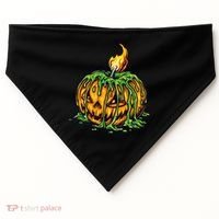 Spooky Halloween Scary Pumpkins Candle USA-Made Doggie Bandana thumb 0