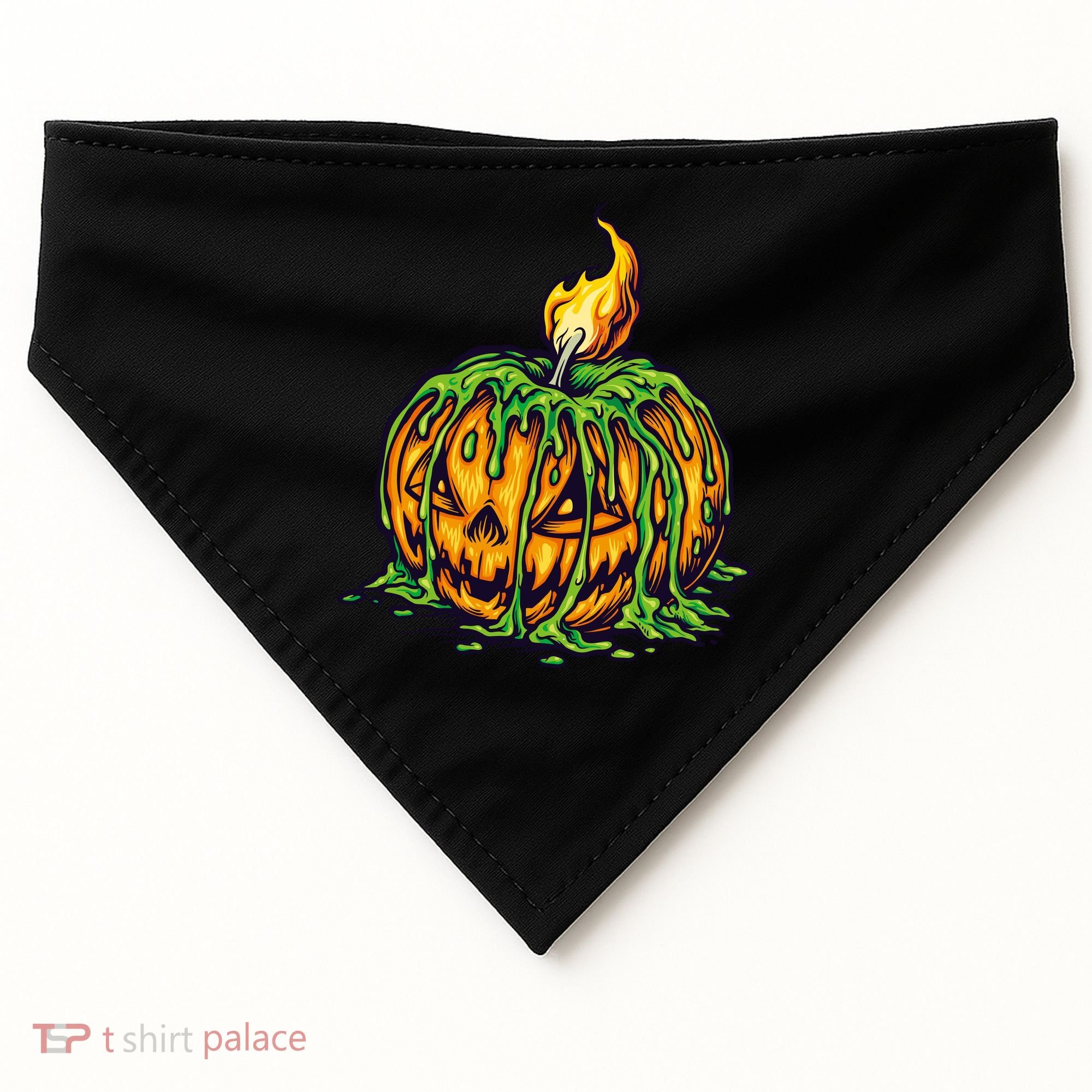 Spooky Halloween Scary Pumpkins Candle USA-Made Doggie Bandana