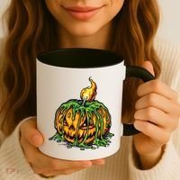 Spooky Halloween Scary Pumpkins Candle Coffee Mug thumb 3