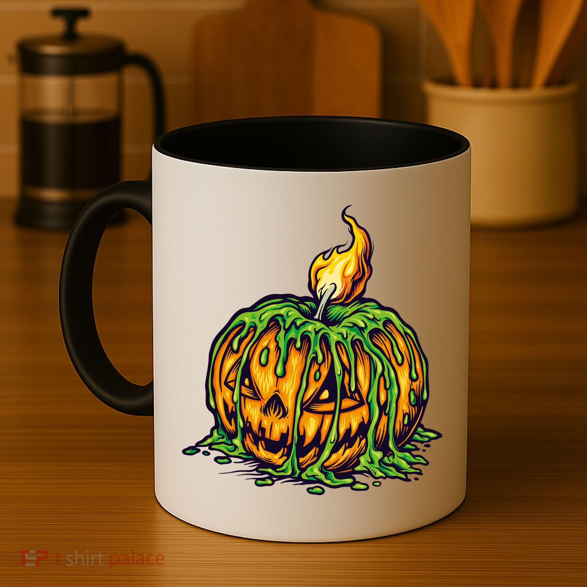 Spooky Halloween Scary Pumpkins Candle Coffee Mug
