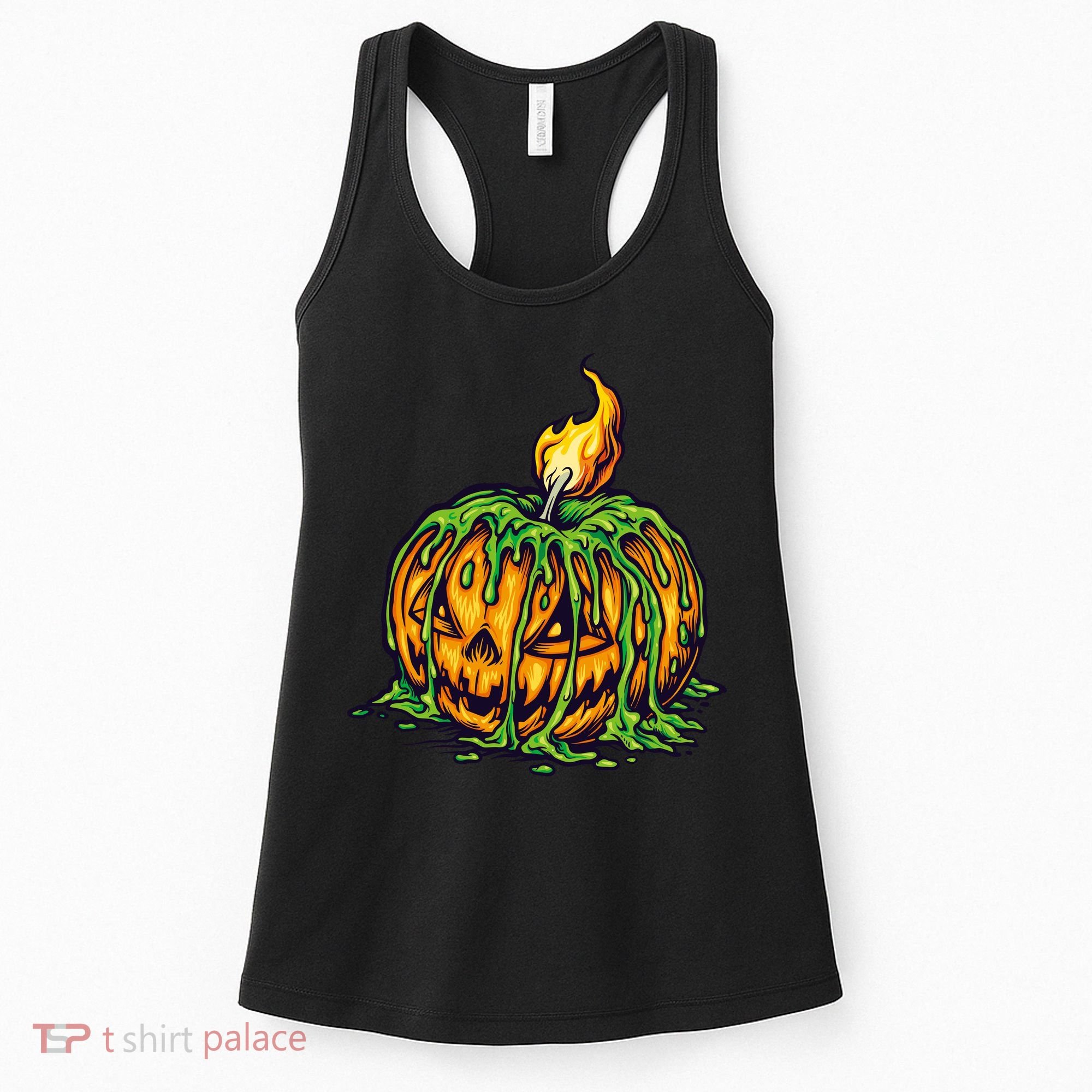 Spooky Halloween Scary Pumpkins Candle Women's Tank Top