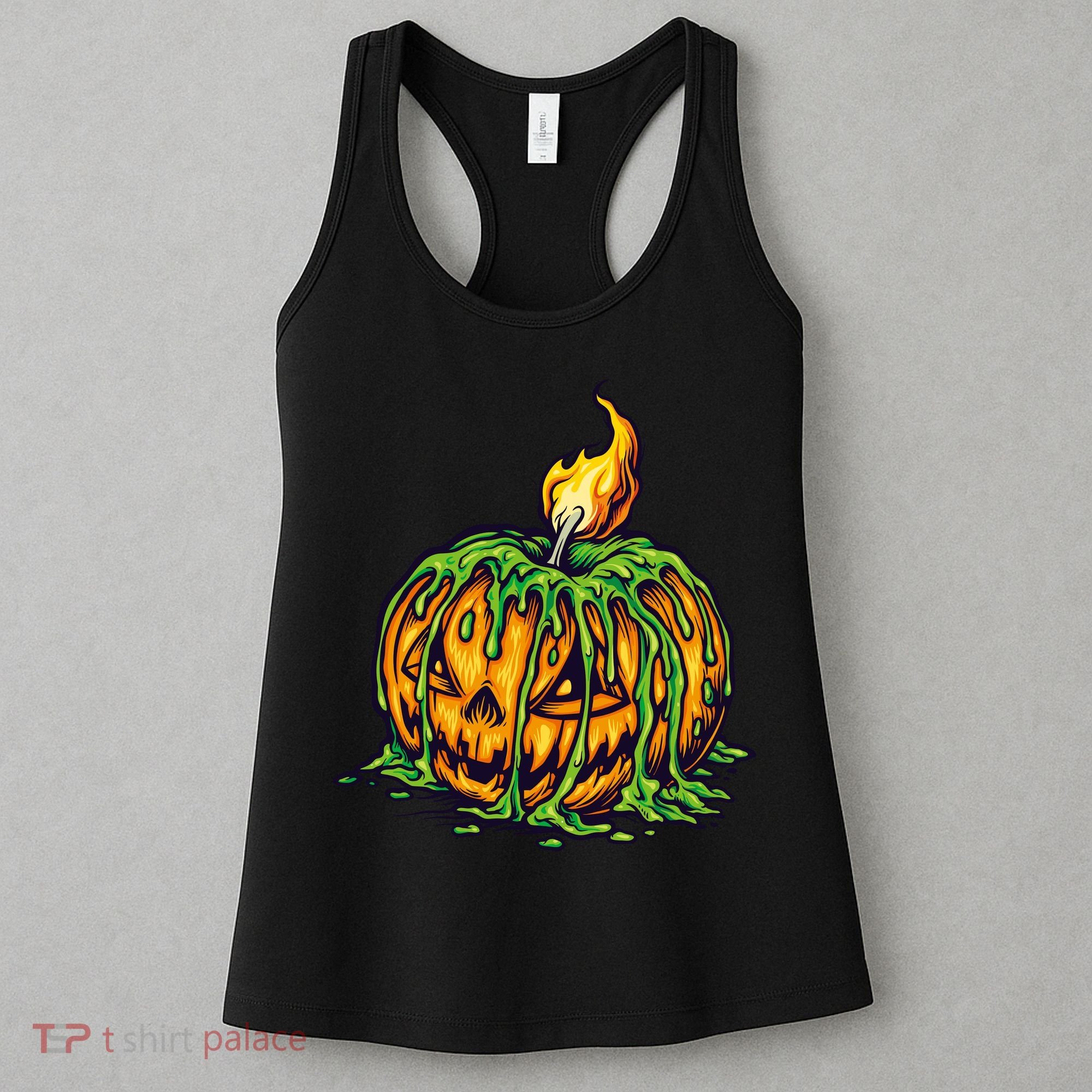 Spooky Halloween Scary Pumpkins Candle Women's Tank Top