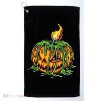 Spooky Halloween Scary Pumpkins Candle Golf Towel thumb 0