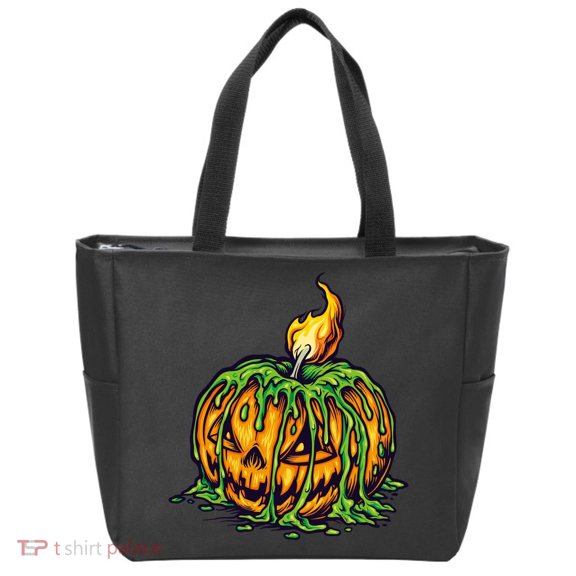 Spooky Halloween Scary Pumpkins Candle Tote Bag