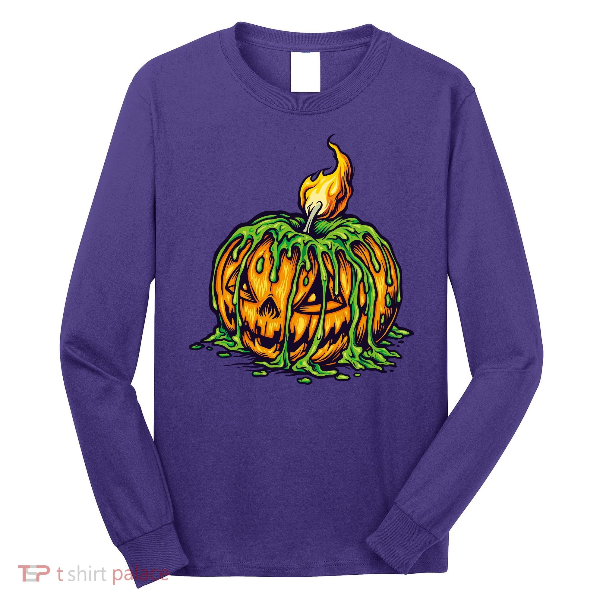 Spooky Halloween Scary Pumpkins Candle Long Sleeve Shirt