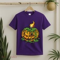 Spooky Halloween Scary Pumpkins Candle T-Shirt thumb 2