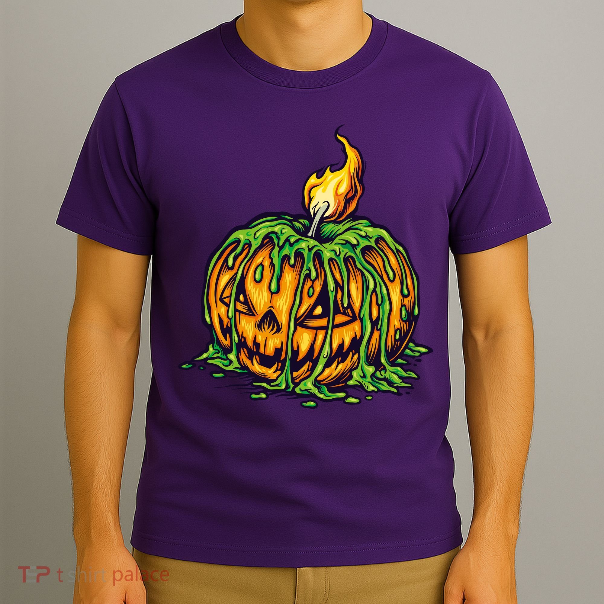 Spooky Halloween Scary Pumpkins Candle T-Shirt