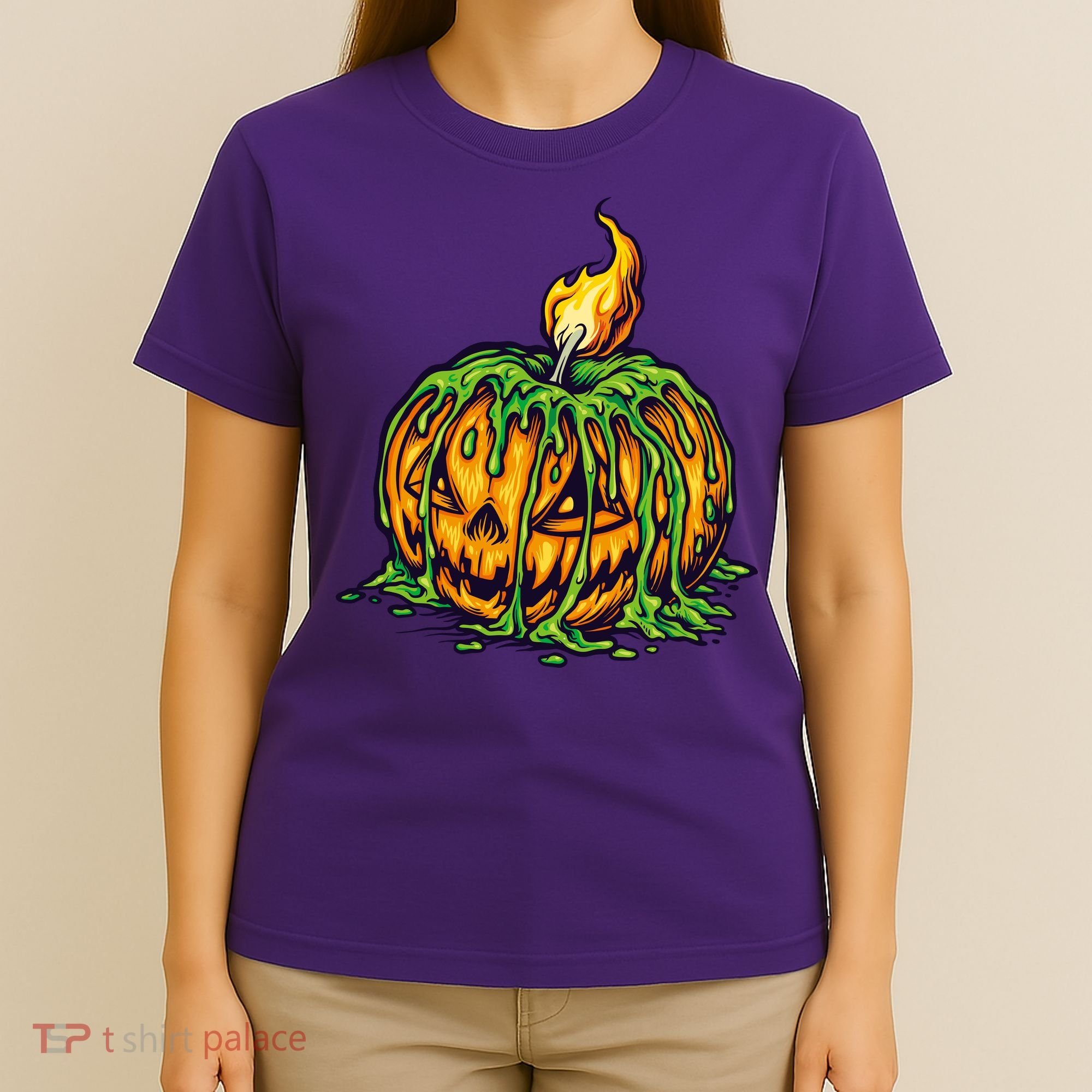 Spooky Halloween Scary Pumpkins Candle T-Shirt